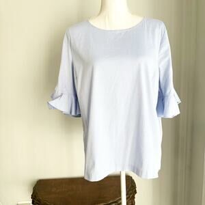 Calvin Klein Light Blue Ruffle Sleeve Blouse Women’s Large